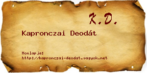 Kapronczai Deodát névjegykártya